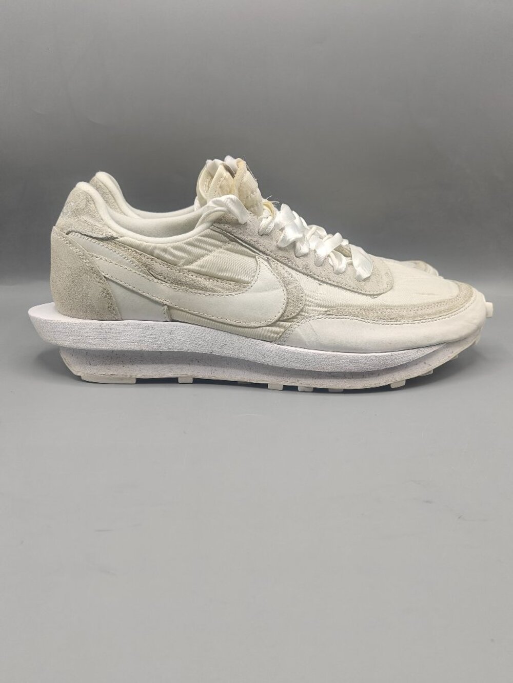 Nike LD Waffle Sacai White Nylon Sneakers Shoes BV0073-101 Men's Size 12 US